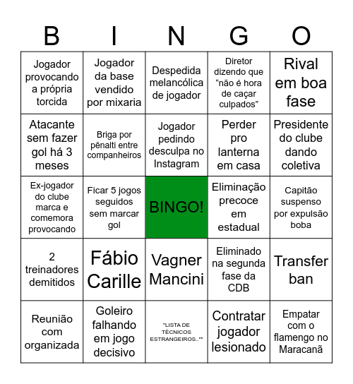 Bingo do Rebaixameto Bingo Card