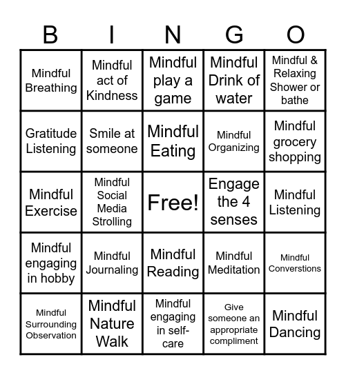 Mindful BINGO Card