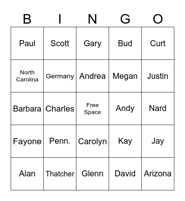LEE/STAILEY FAMILY Bingo Card