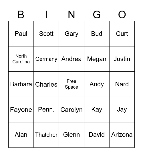 LEE/STAILEY FAMILY Bingo Card