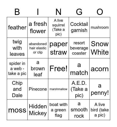 Wilderness Lodge Bingo Card