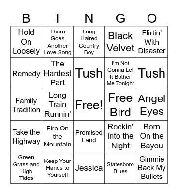 Southern Rock 2 Bingo Card