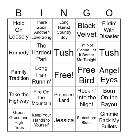 Southern Rock 2 Bingo Card