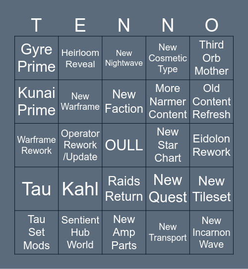 TennoCon 2025 Bingo Card