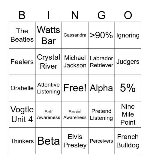 HSFL BINGO 1 Bingo Card