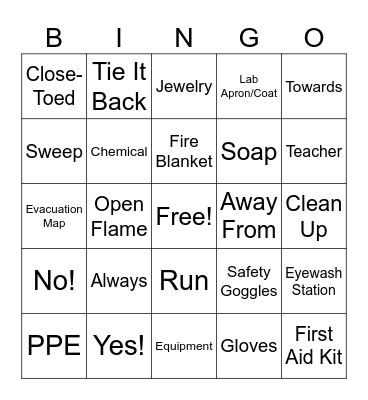 Lab Safety Bingo Card