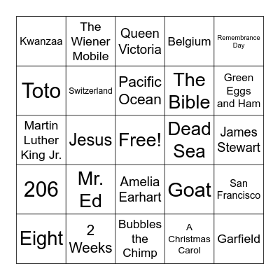 Trivia Bingo 1 Bingo Card