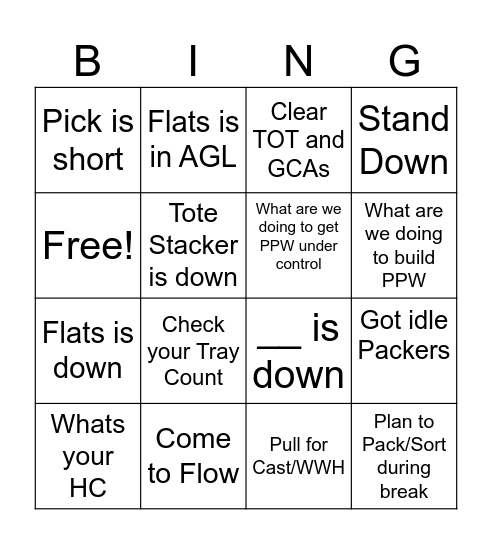 RT Bingo Card