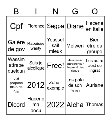 Wassim Bingo Card