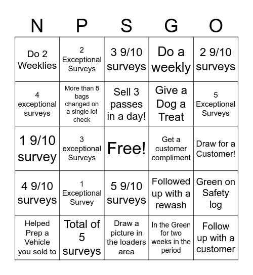 NPS Bingo! Bingo Card