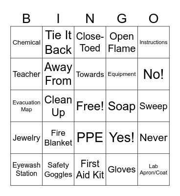 Lab Safety Bingo Card