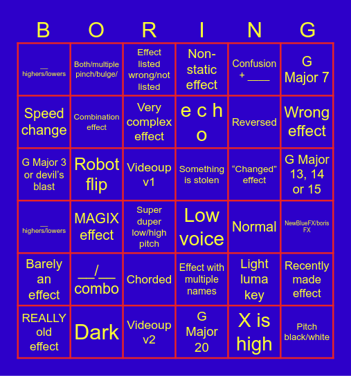 Effect collection updated again Bingo Card