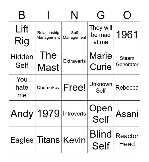 HSFL BINGO 2 Bingo Card