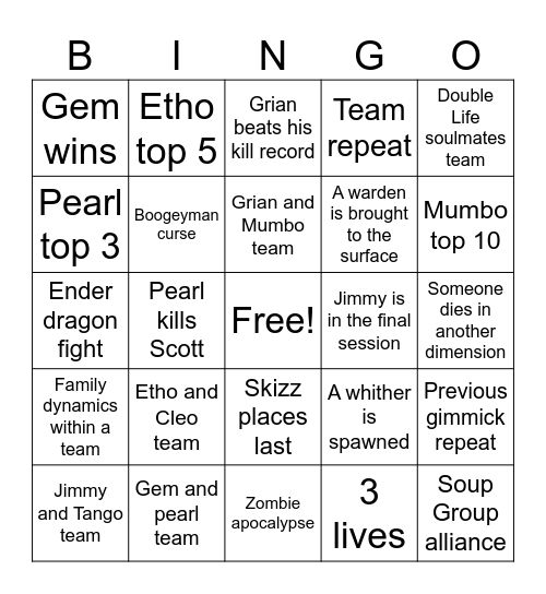 Life Series 7 Bingo Card