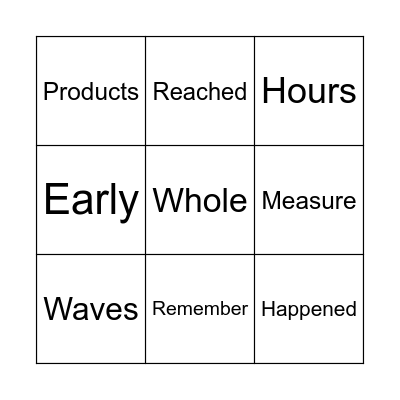 6B English BINGO! Bingo Card