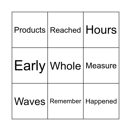 6B English BINGO! Bingo Card
