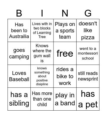 LT Bingo Card