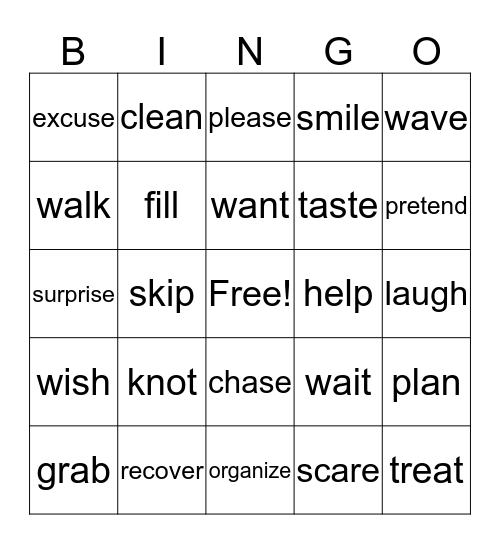 -ed endings Bingo Card