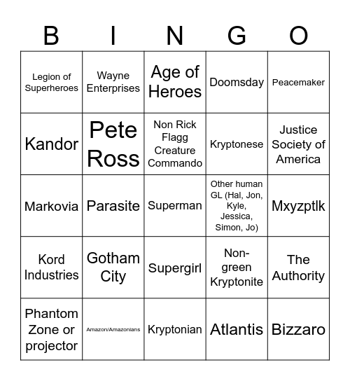 SUPER-BINGO! Bingo Card