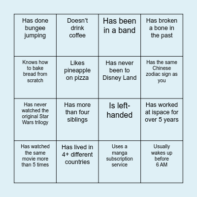 ispace Crew Bingo! Bingo Card