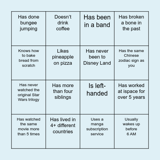 ispace Crew Bingo! Bingo Card