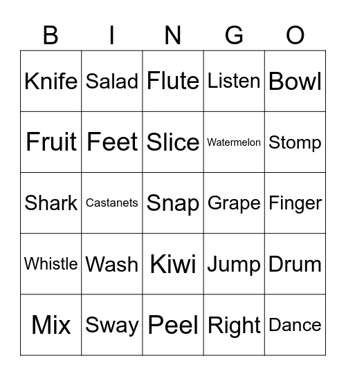 BR80 U10~11 Bingo Card