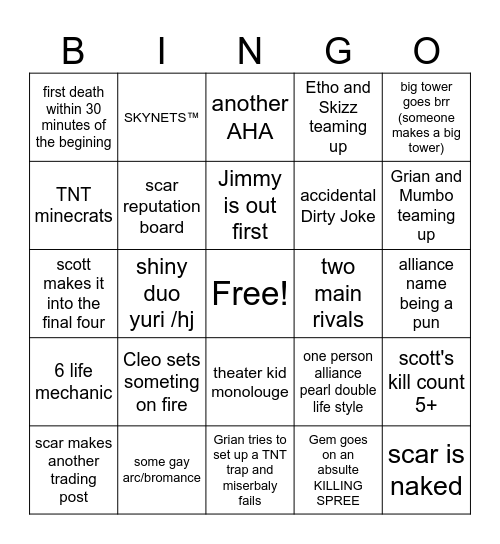 LIFE SERIES SEASON 7 BINGO CARD Bingo Card