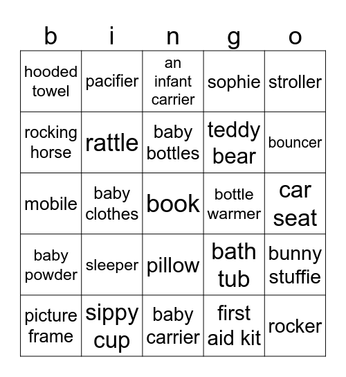 Baby Bingo Card