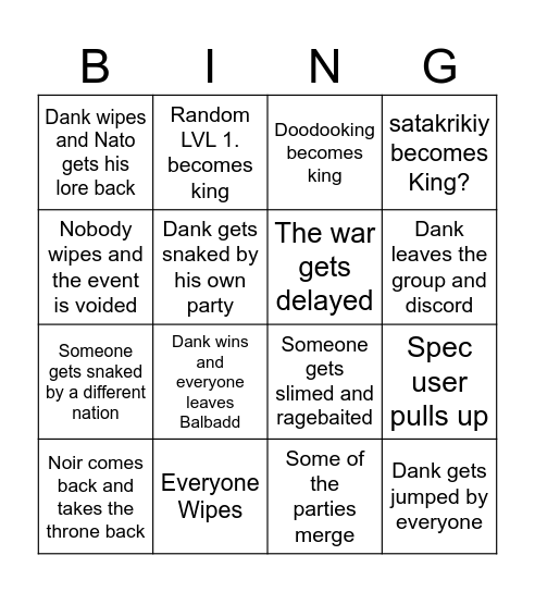 Balbadd's Civil War Bingo Card