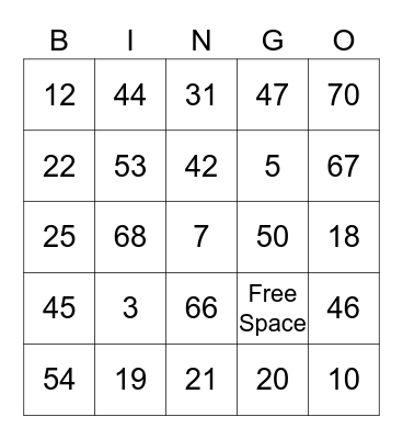 Bingo Card