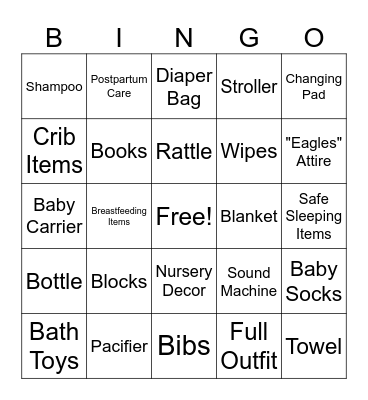 Baby Shower Bingo Card