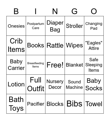 Baby Shower Bingo Card