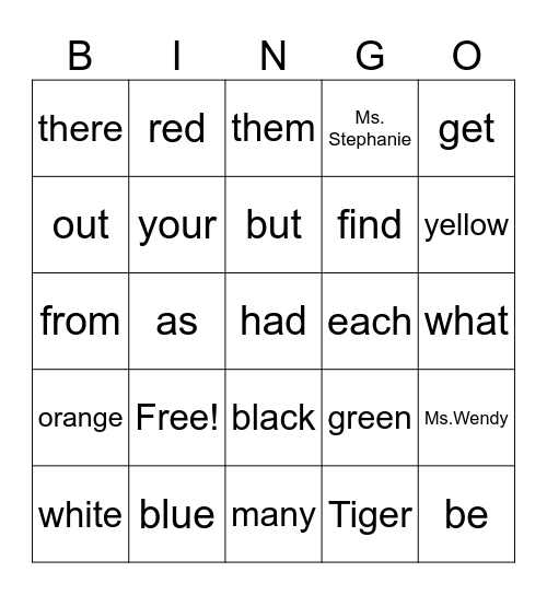 LOTIS Sight Words 2B Bingo Card