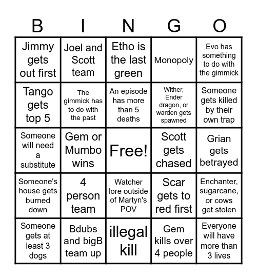Life series 7 (Evo life??) Bingo Card