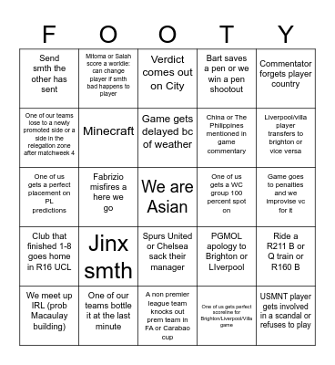 1000000iq Football Bingo Card