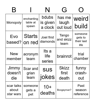 Life Series S7 Bingo Card