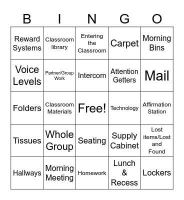 Our Procedures and Expectations! Bingo Card