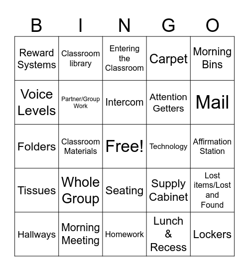 Our Procedures and Expectations! Bingo Card