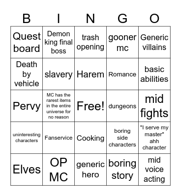 Chillin' in Another World with Level 2 Super Cheat Powers BINGO Card