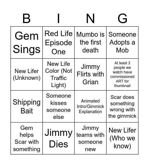 Life Series Ep.1 Bingo Card