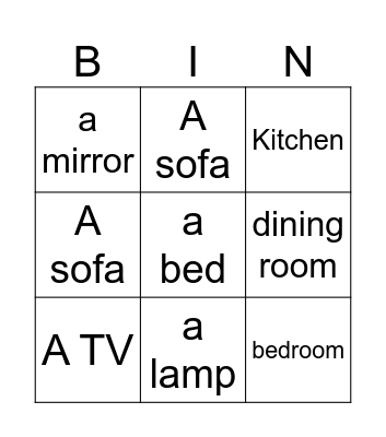 Rooms Bingo Card