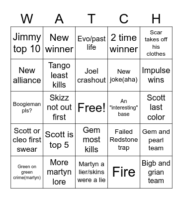 Life series Bingo Card