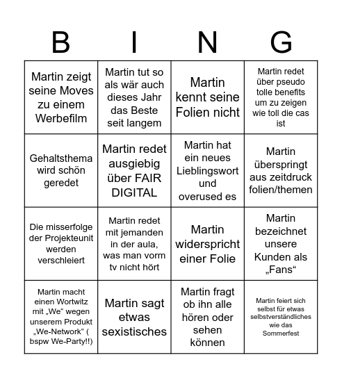 CAS Konferenz Bingo Card