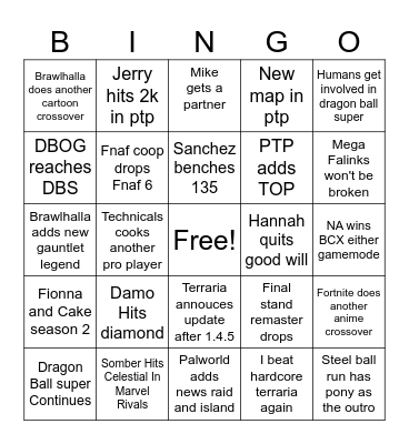 2025 Bingo Card