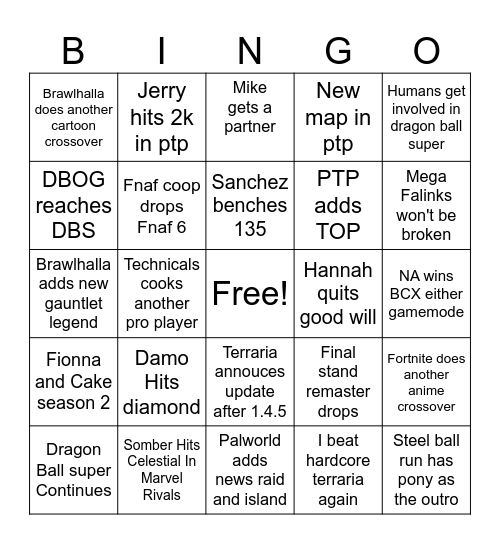 2025 Bingo Card