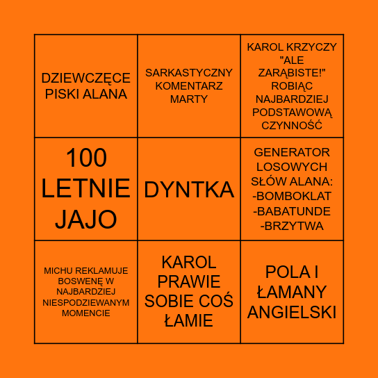 BINGO BAZY Bingo Card