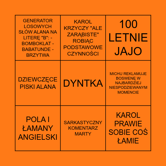 BINGO BAZY Bingo Card