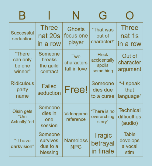Odyssey Round 1 Bingo Card