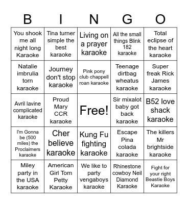 Doris Karaoke Bingo! Bingo Card
