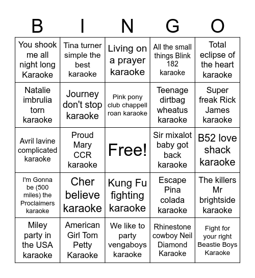 Doris Karaoke Bingo! Bingo Card